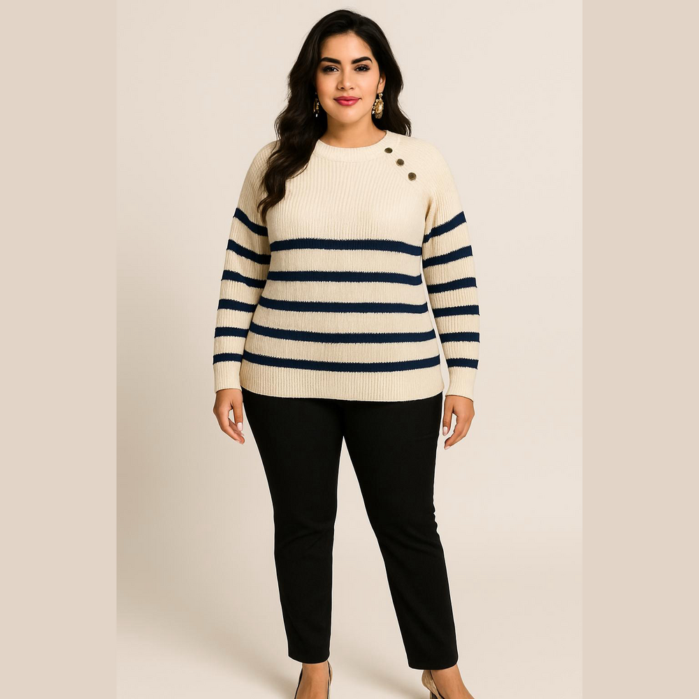 Knox Rose Cream Ribbed Sweater